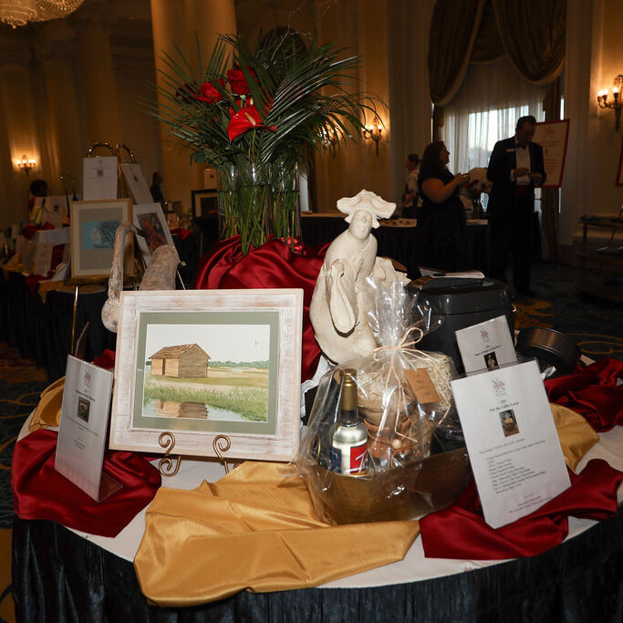 various auction items on display