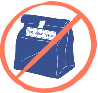 House Rules Icon with a bag of food an a label that says