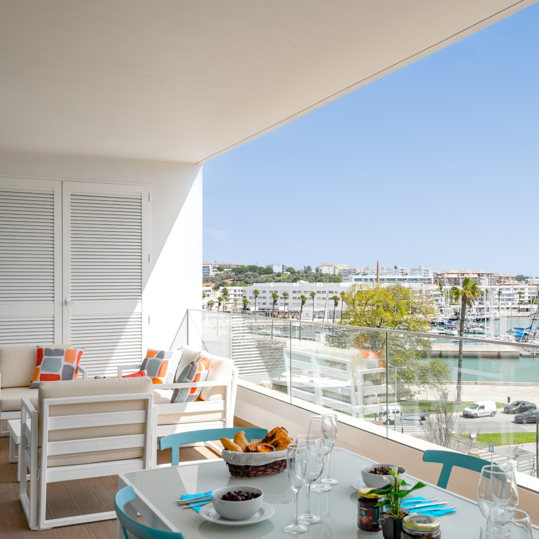 Photo of a balcony with seating overlooking a bay in Portugal